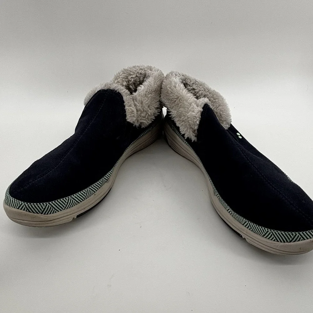 Ryka Awaken Water Repellent Suede &Faux Fur SlipOn Sneakers Navy Blue 10 UK7EU41